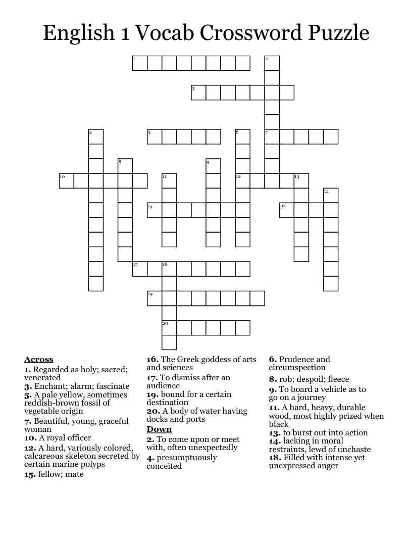 Crossword Puzzles With Answers In English Pdf