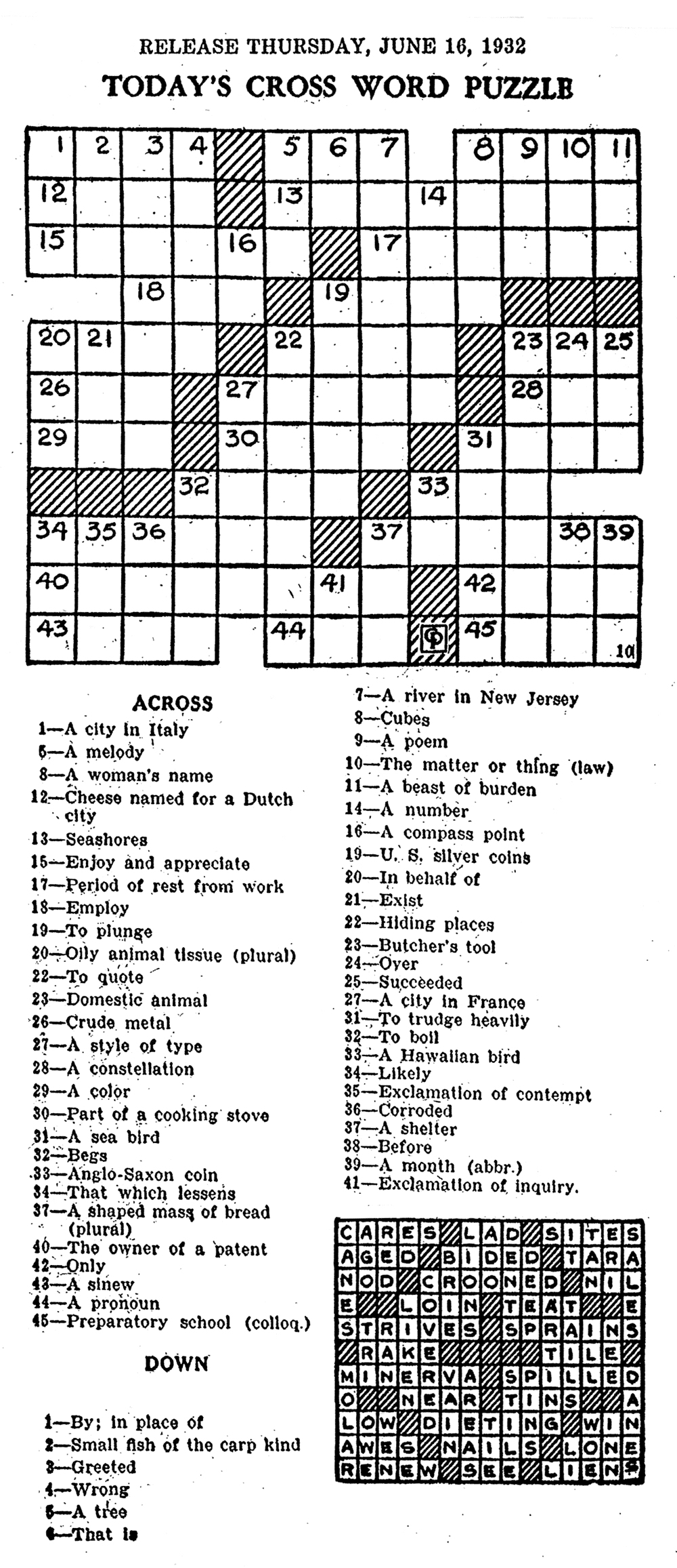 Eugene Sheffer Printable Crossword Puzzle For Today