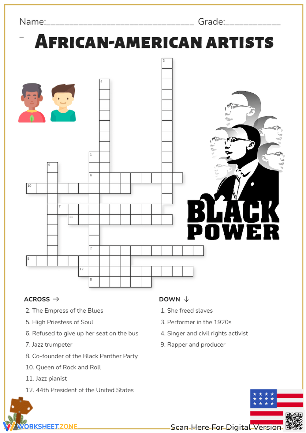 Free And Printable Black History Crossword Puzzle Worksheets Library