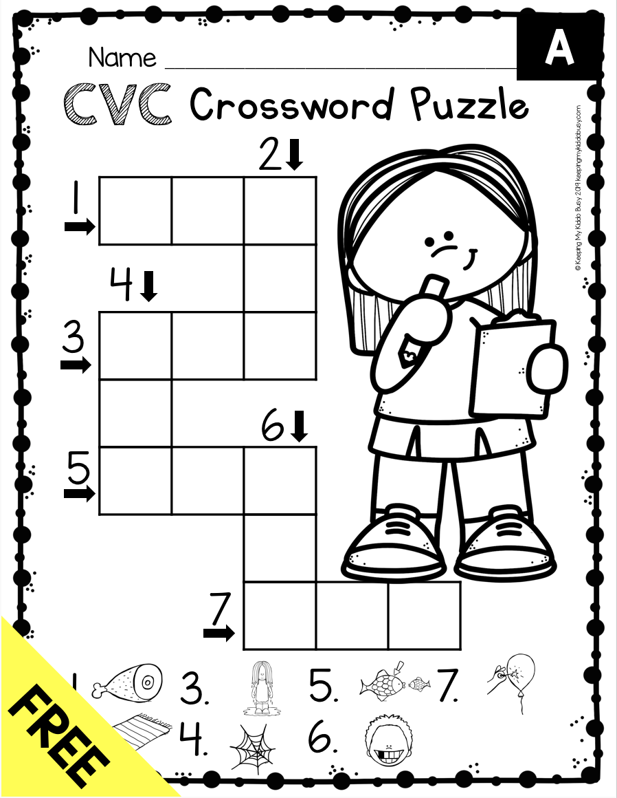 Free Kindergarten Crossword Puzzle