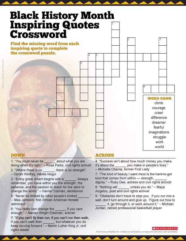 Free Printable Black History Crossword Puzzles FREE PRINTABLE TEMPLATES