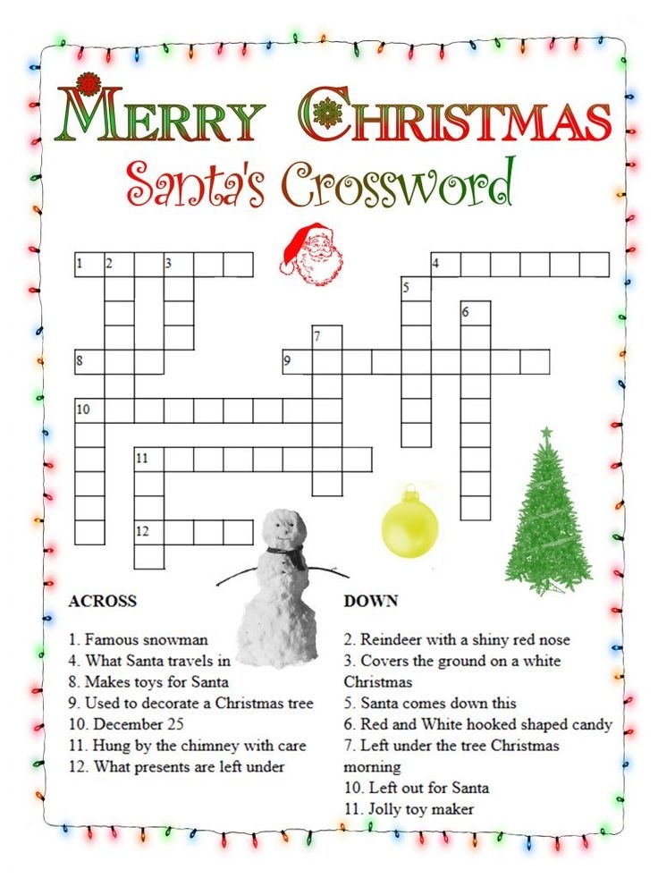 Free Printable Christmas Crossword Puzzle
