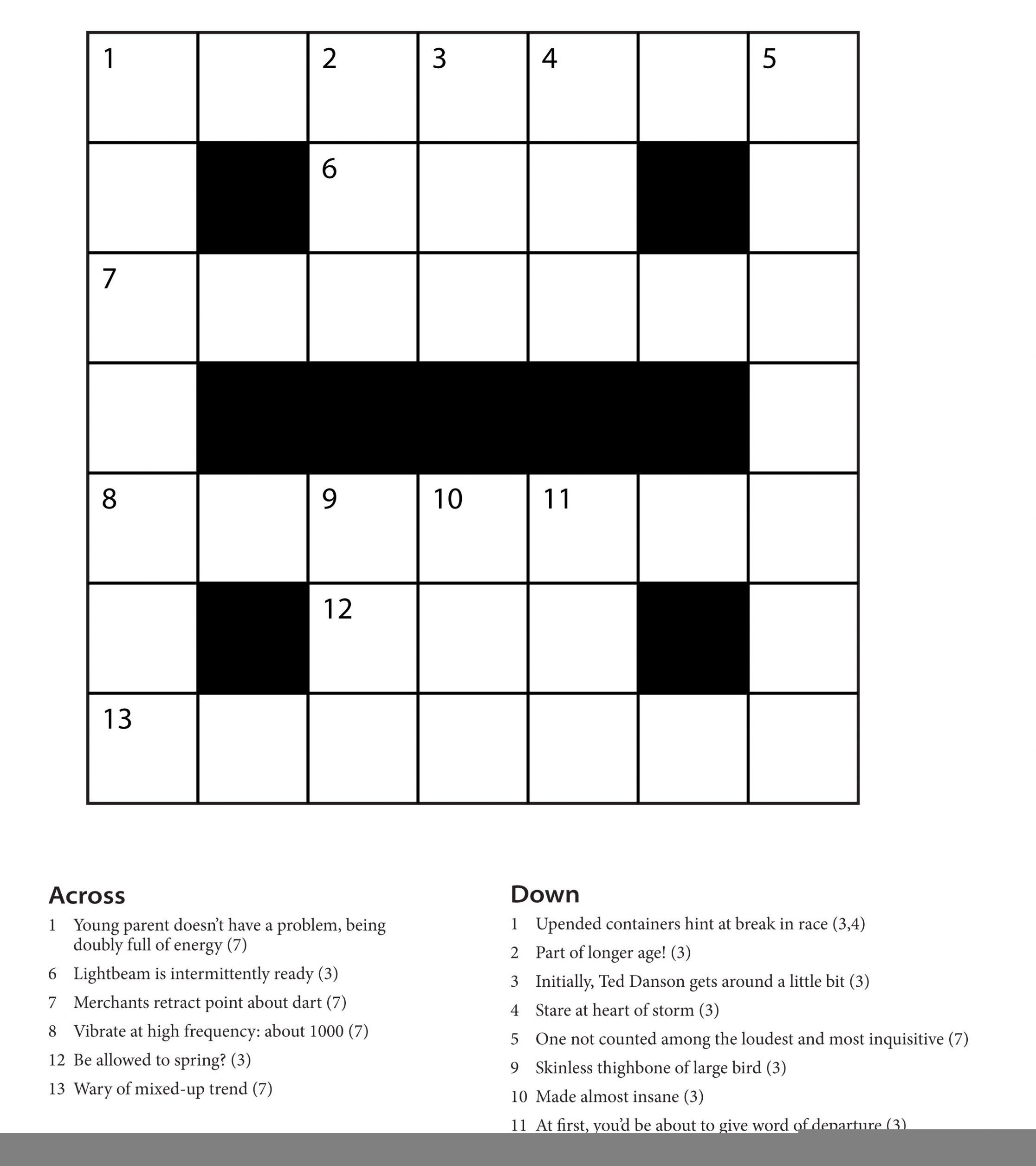 Free Printable Crossword Puzzle