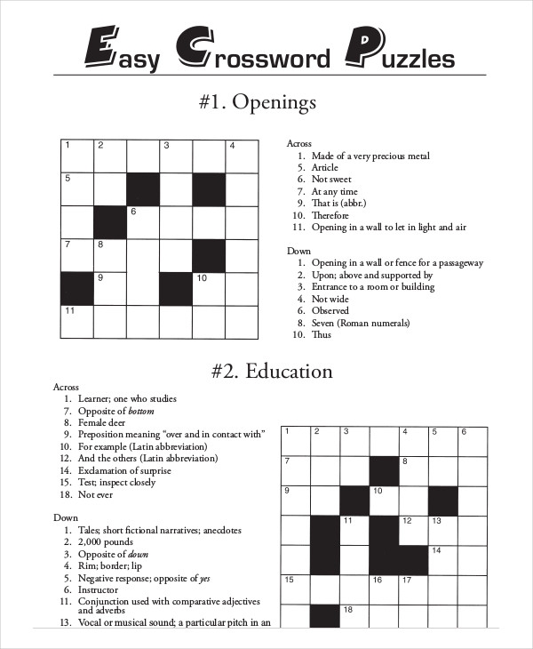 Free Printable Crosswords And Solutions