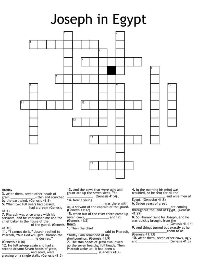 Thomas Joseph Crossword Puzzles Printable Free