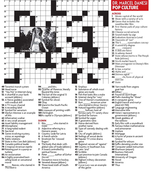 Free Printable Pop Culture Crossword Puzzles Printable Word Searches
