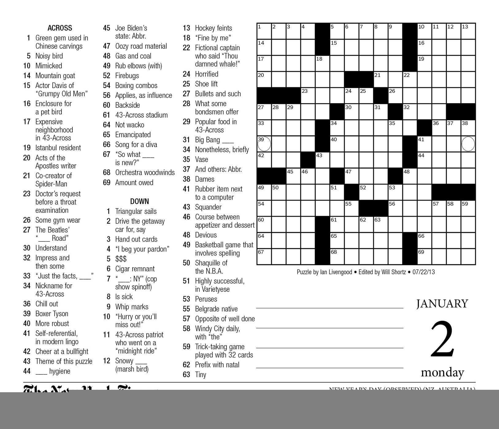 Ny Times Sunday Crossword Printable