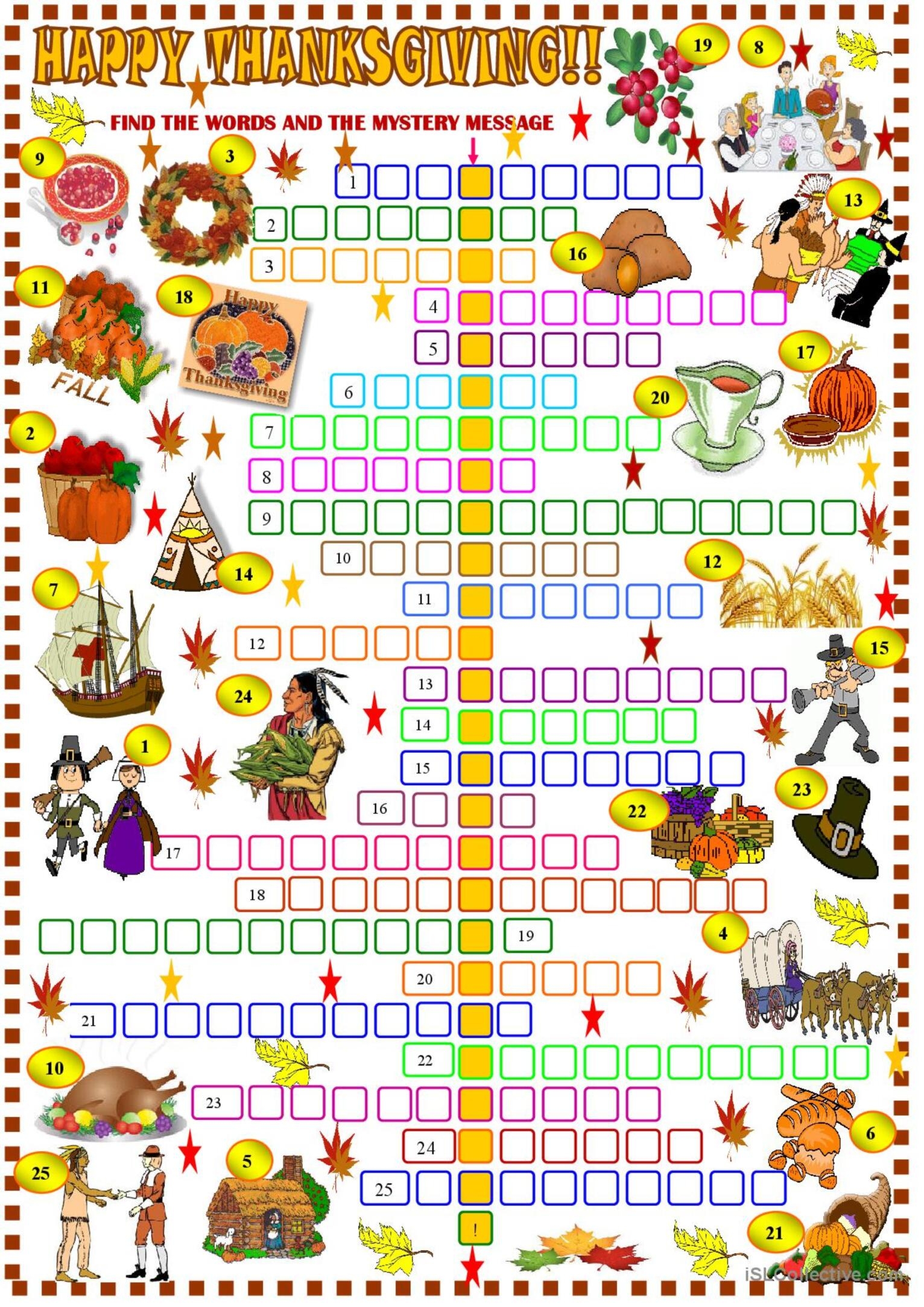 Free Printable Crossword Puzzles For Thanksgiving