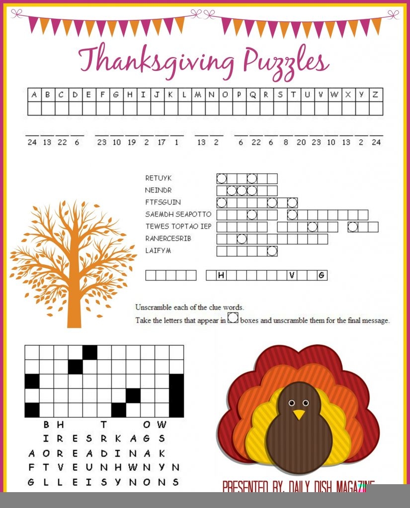 Free Printable Thanksgiving Crossword Puzzles