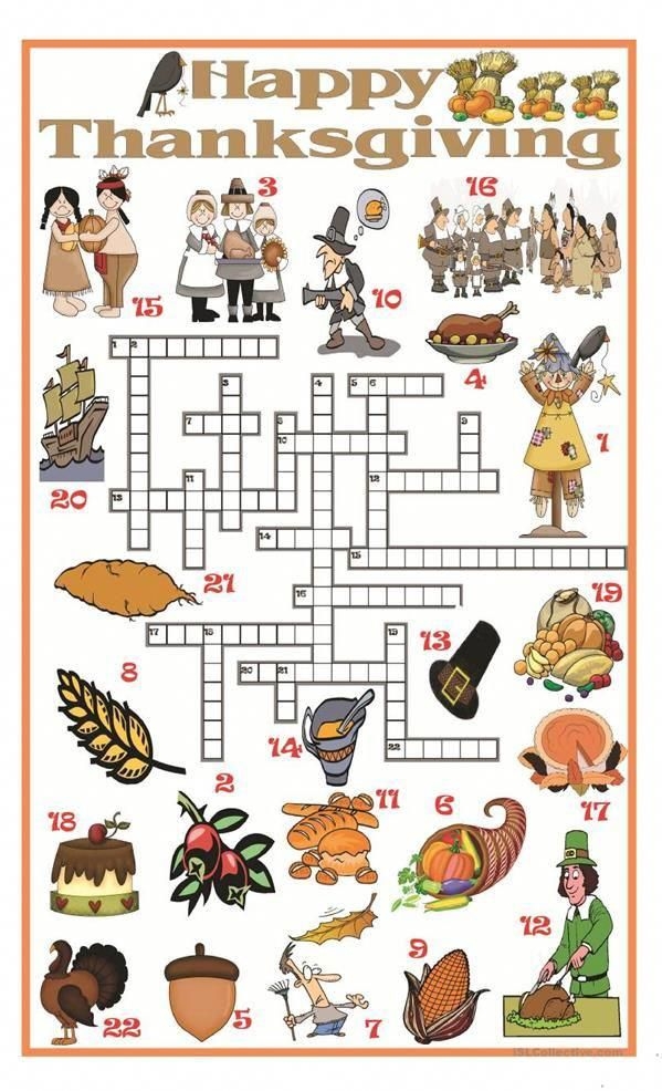 Free Printable Thanksgiving Crossword Puzzles