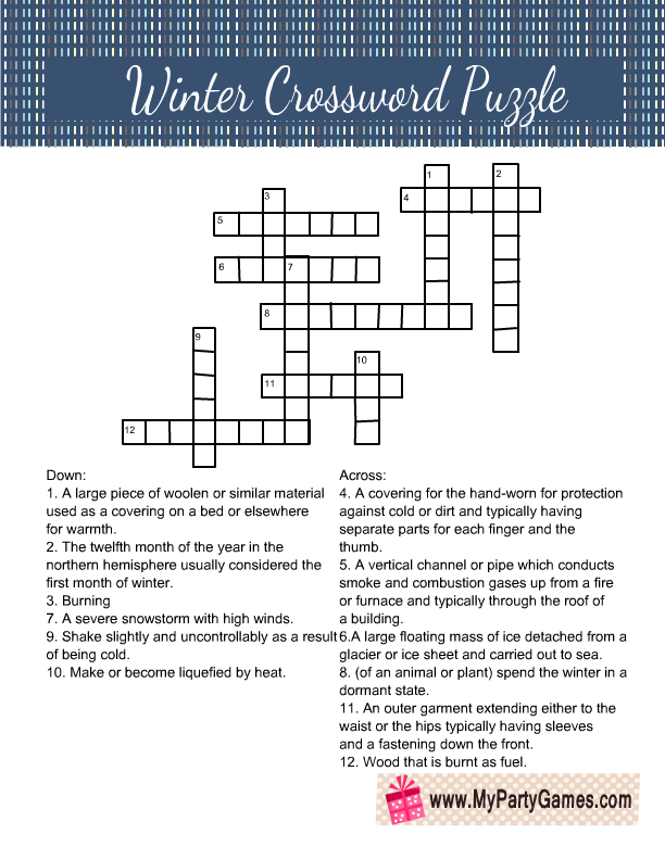 Free Printable Winter Crossword Puzzles