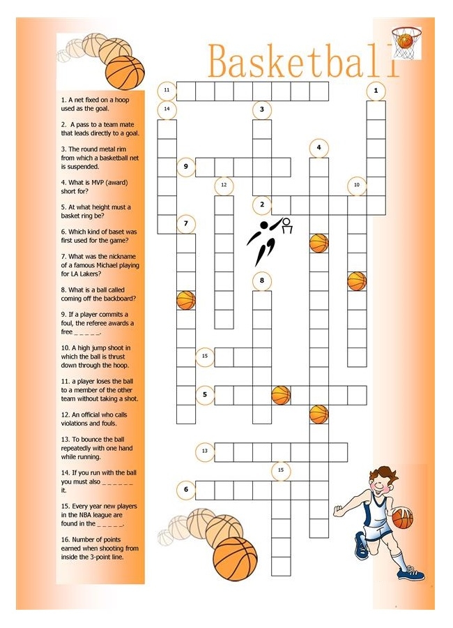 Fun Printable Basketball Crossword Puzzles 101 Activity