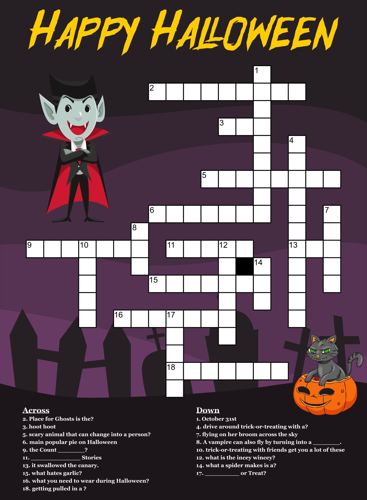 Free Printable Halloween Crossword