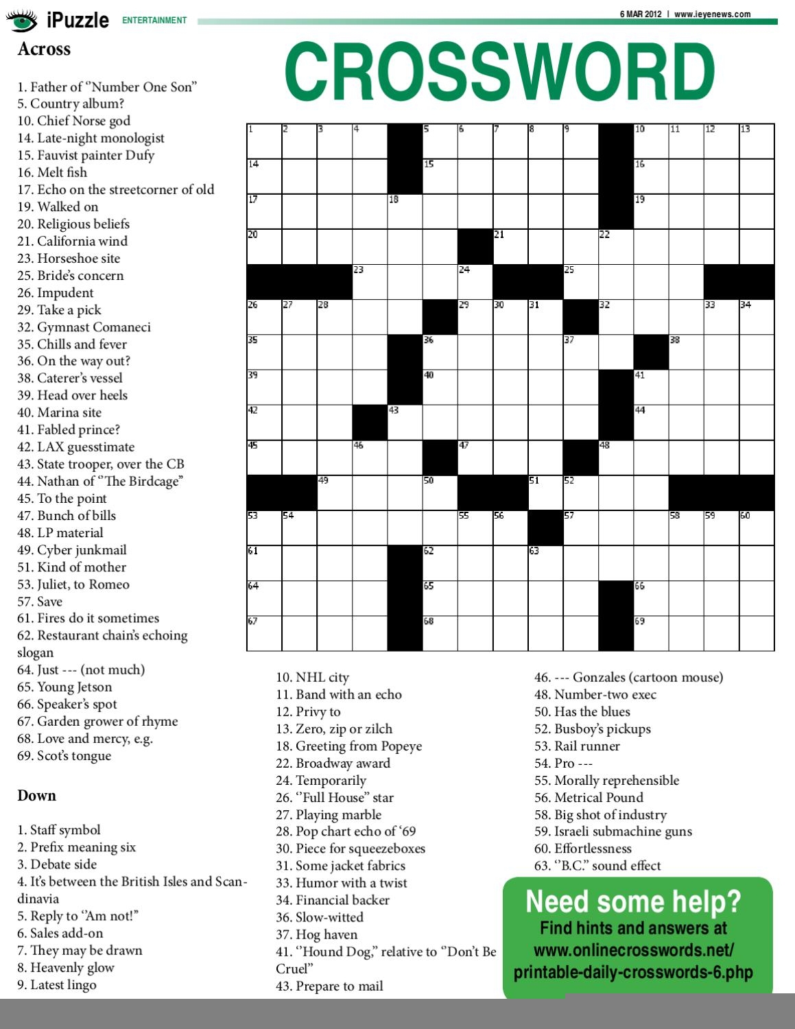 Https Free Daily Printable Crosswords Printable Crossword Puzzles Online