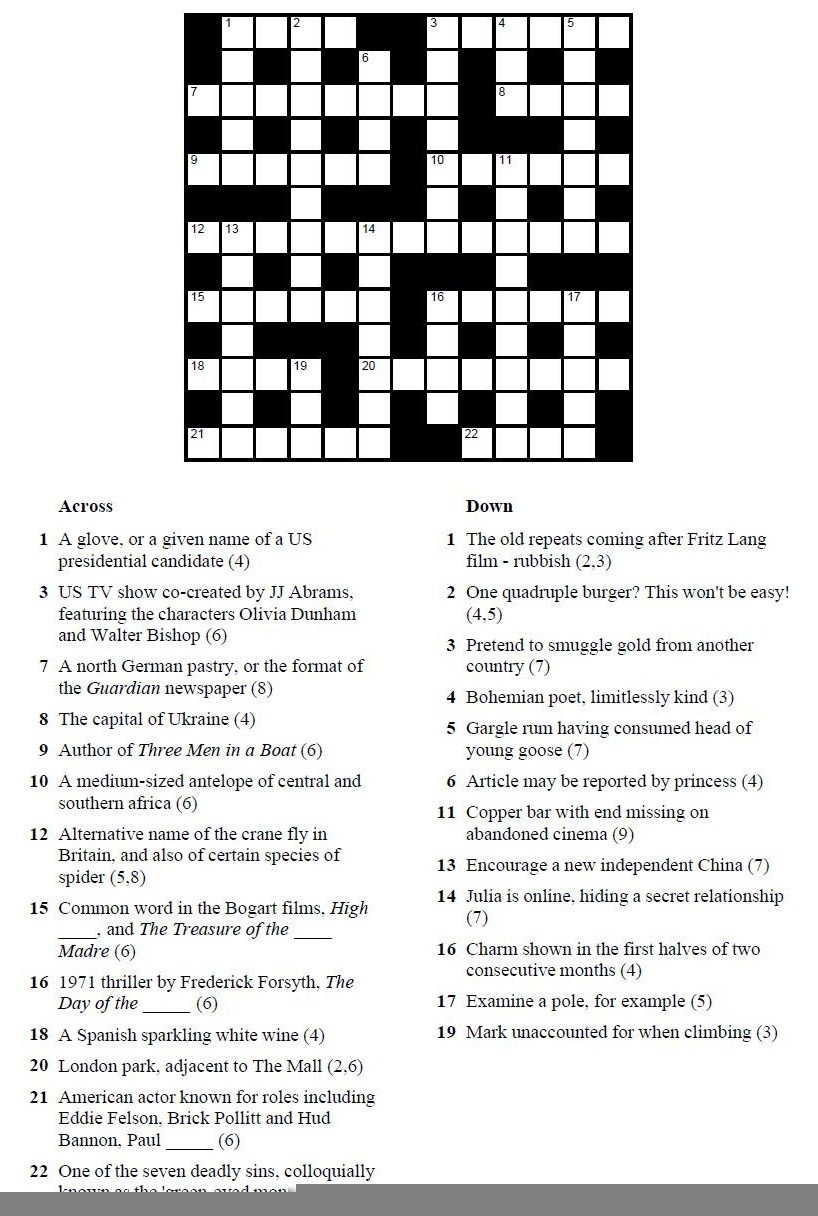 Independent Cryptic Crossword Printable Printable Crossword Puzzles 