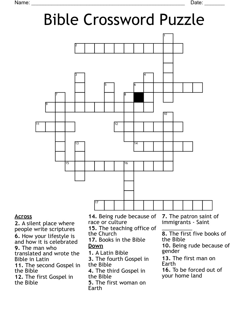 Large Print Bible Crossword Puzzles Printable