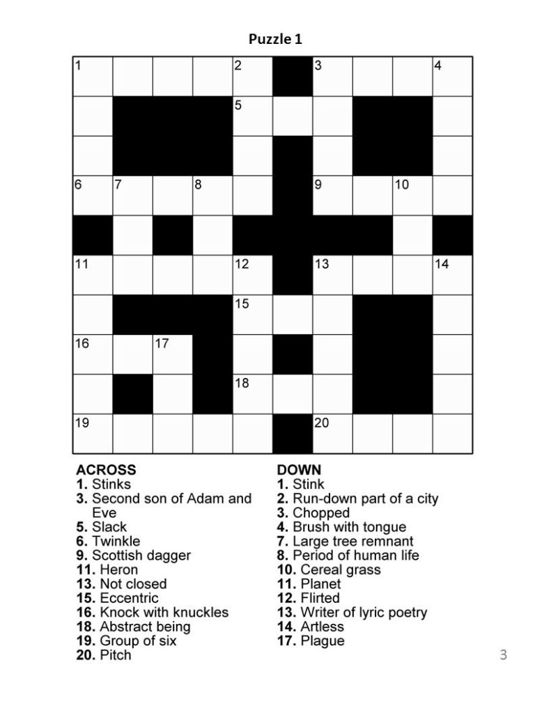 Large Printable Crossword Puzzles Free Crossword Puzzles Printable