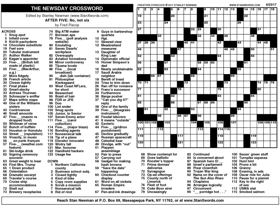 Newsday Printable Crossword