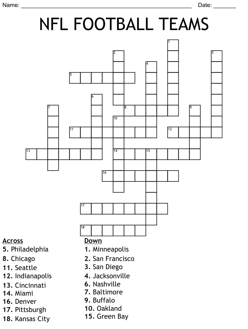 NFL Football Crossword Puzzles Printable With Answers Printable JD