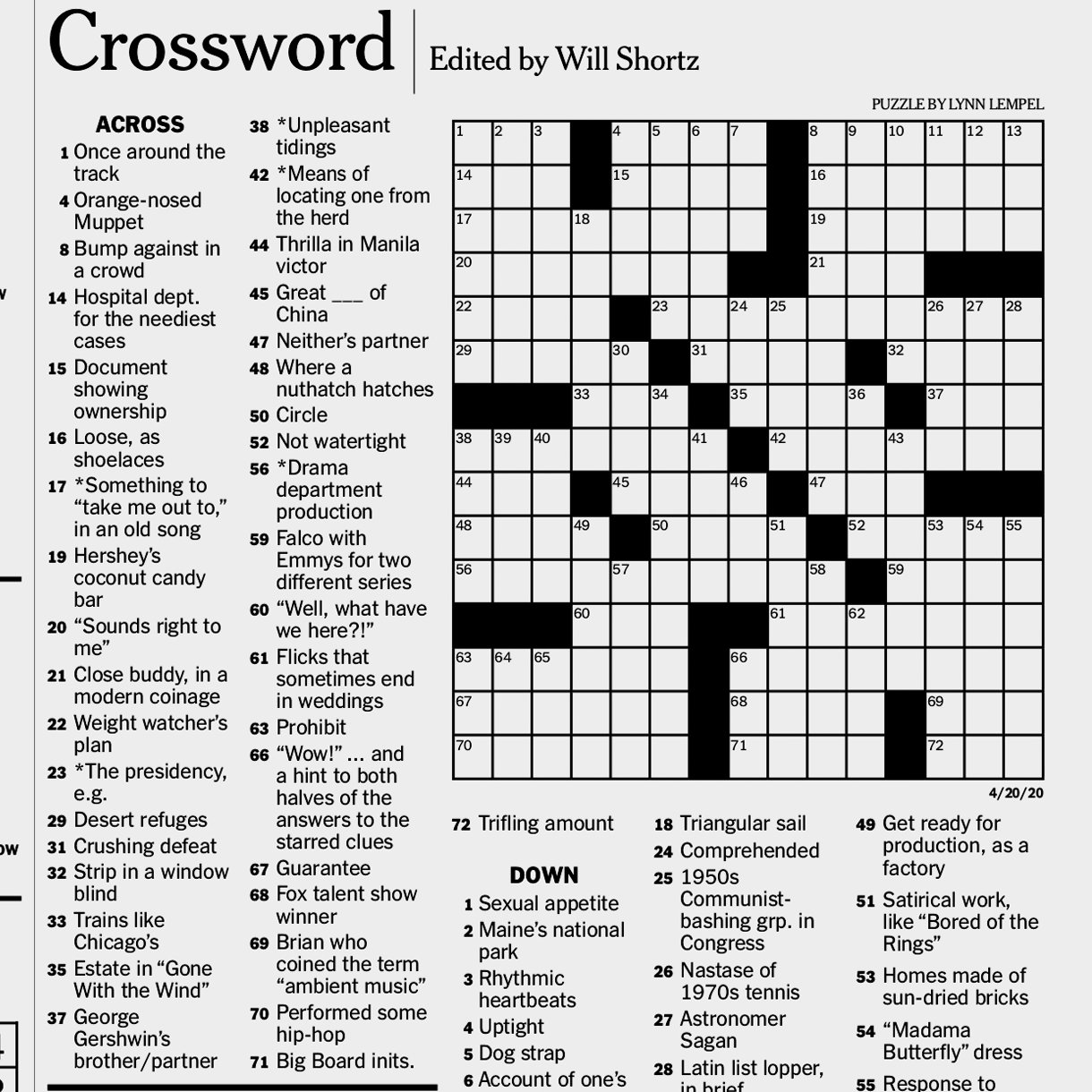 Ny Times Crossword Free Printable Printable Word Searches