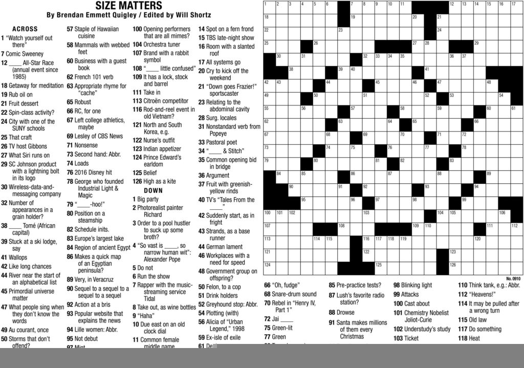 New York Times Sunday Crossword Printable
