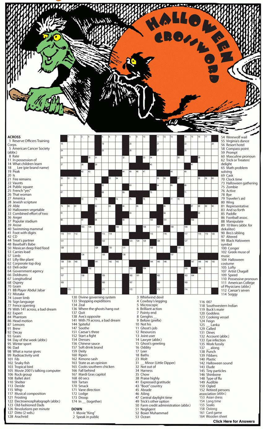 October Crossword Puzzle Printable Printable Calendars AT A GLANCE