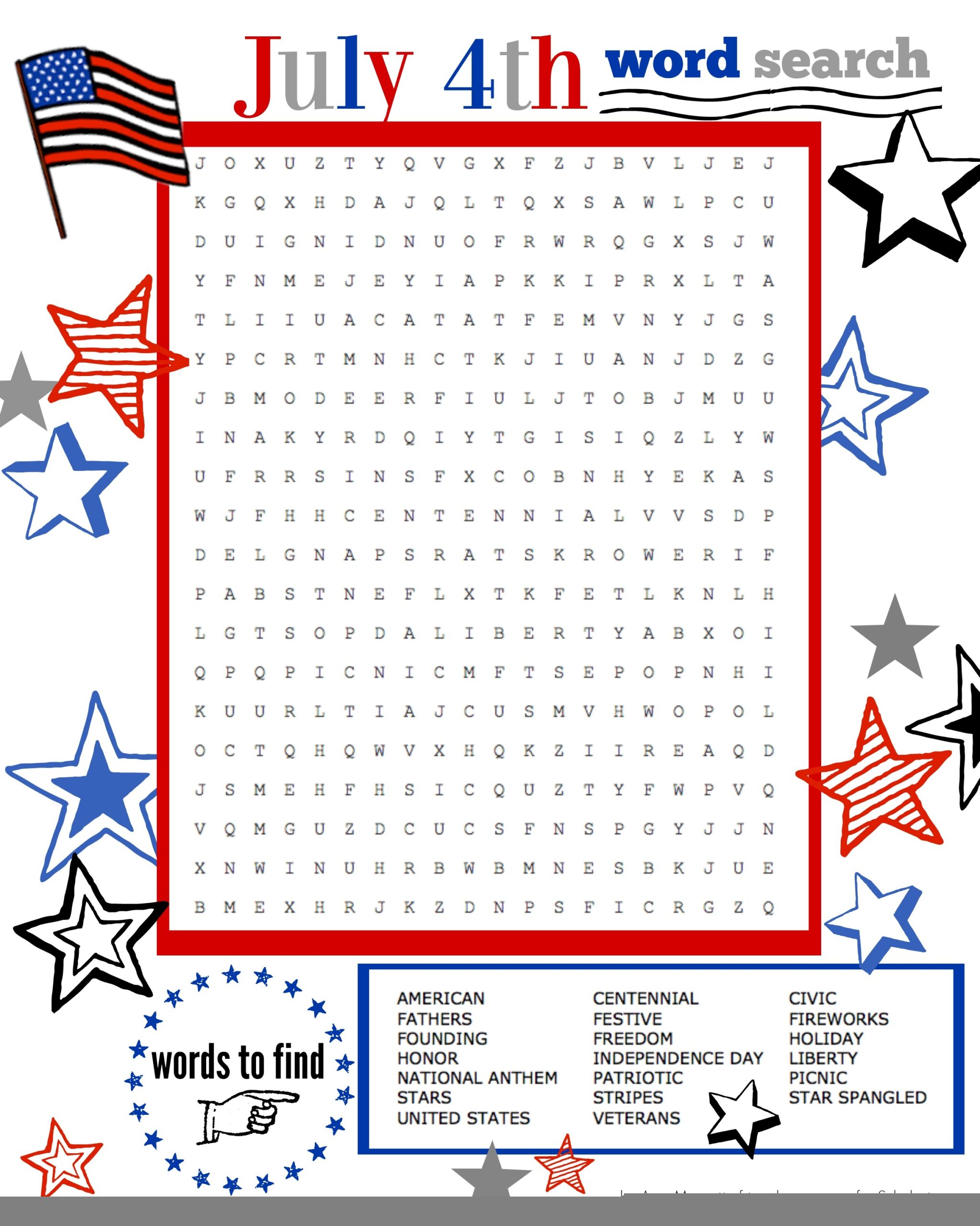 Printable 4Th Of July Crossword Puzzle Printable Crossword Puzzles