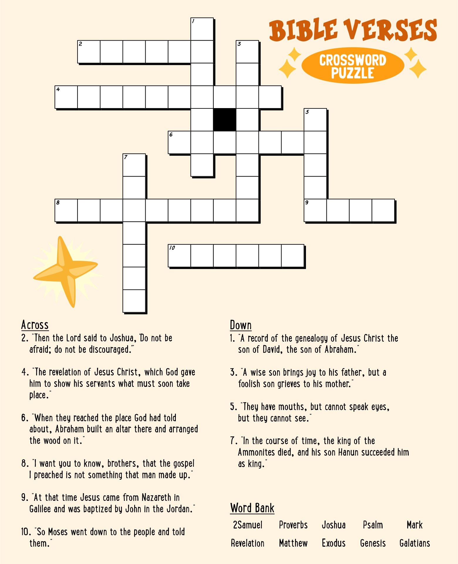 Large Print Bible Crossword Puzzles Printable