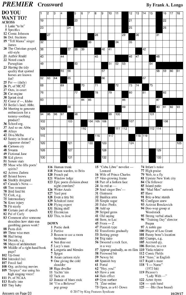 Challenging Printable Crossword Puzzles