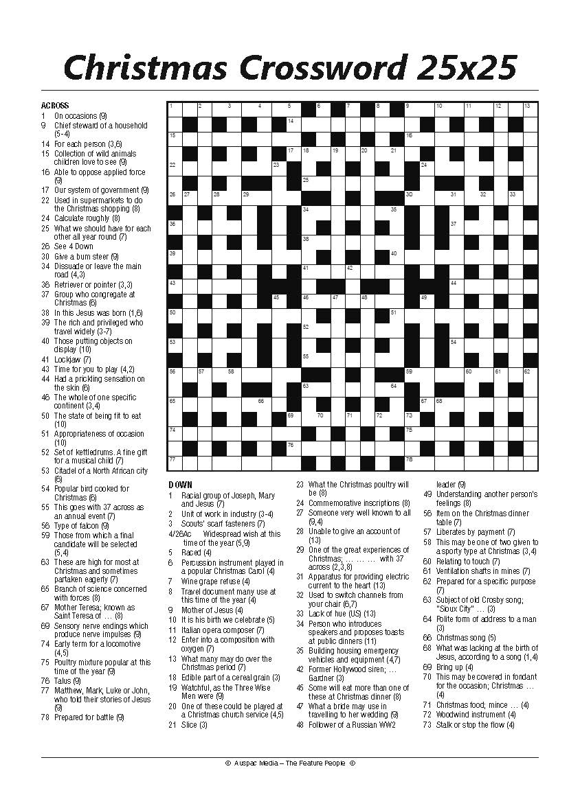 Printable Christmas Crossword