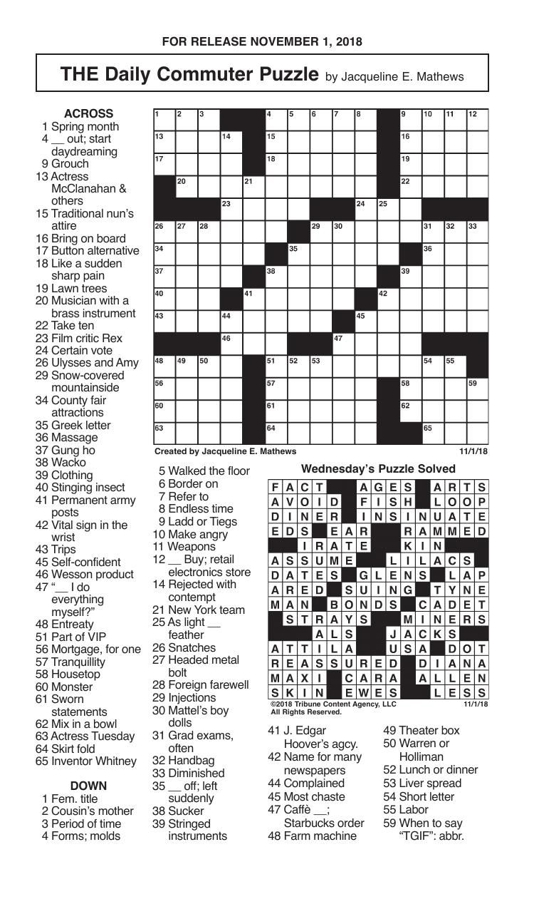 Printable Crossword Puzzle Nov 2018 Printable Crosswo Vrogue co