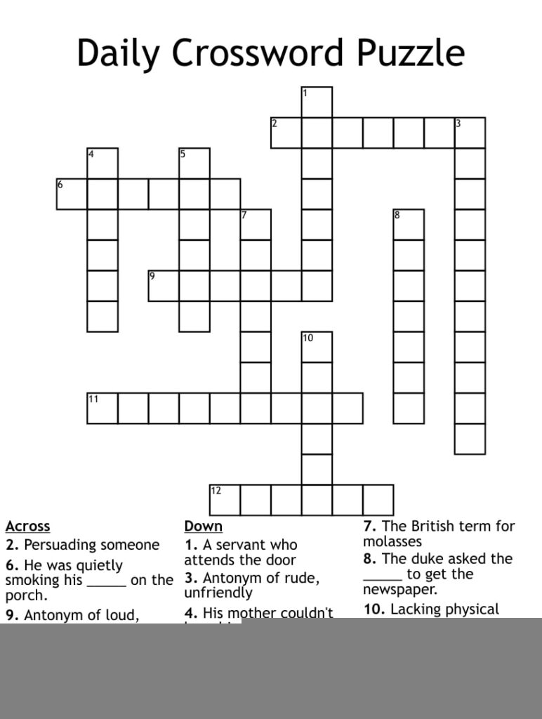 Printable Crossword Puzzles 1 7 Printable JD