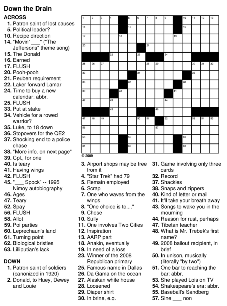 Printable Crossword Puzzles For Seniors Template insidethehood
