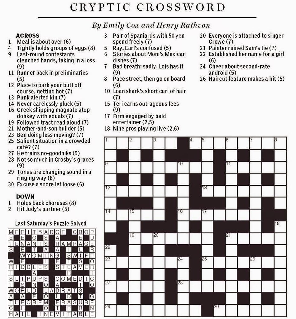 Cryptic Crossword Printable