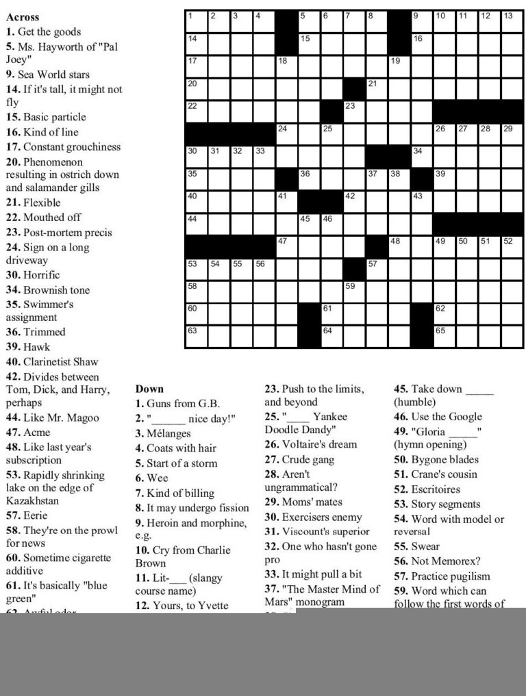 Printable Daily Commuter Crossword Puzzle Printable JD