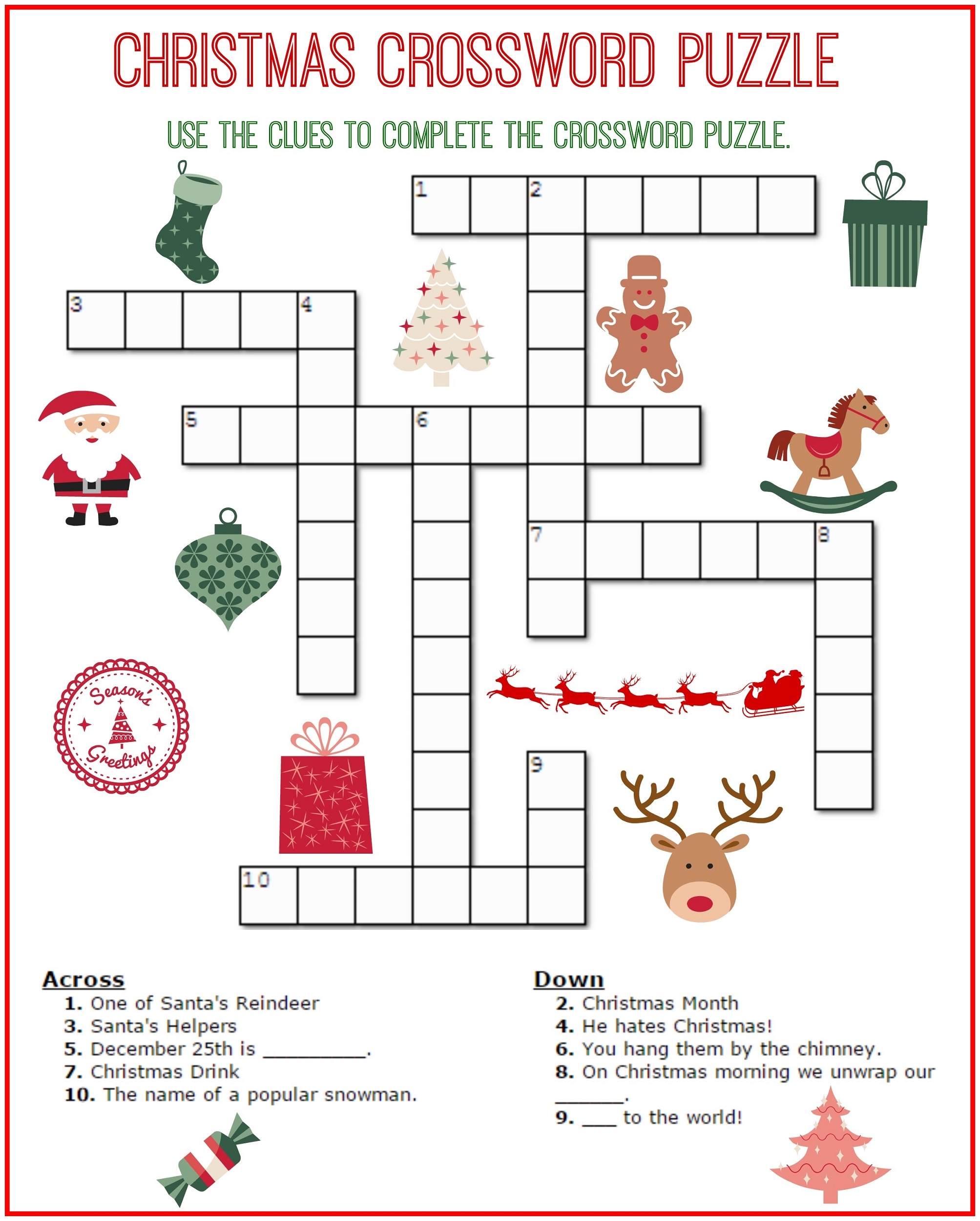 Printable Elementary Crossword Puzzles Printable Crossword Puzzles