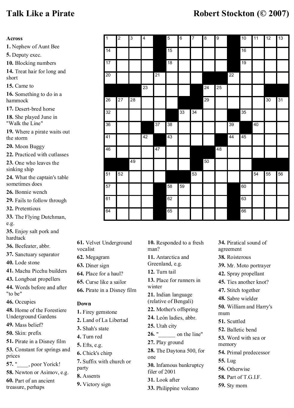 Printable Hard Crossword Puzzles