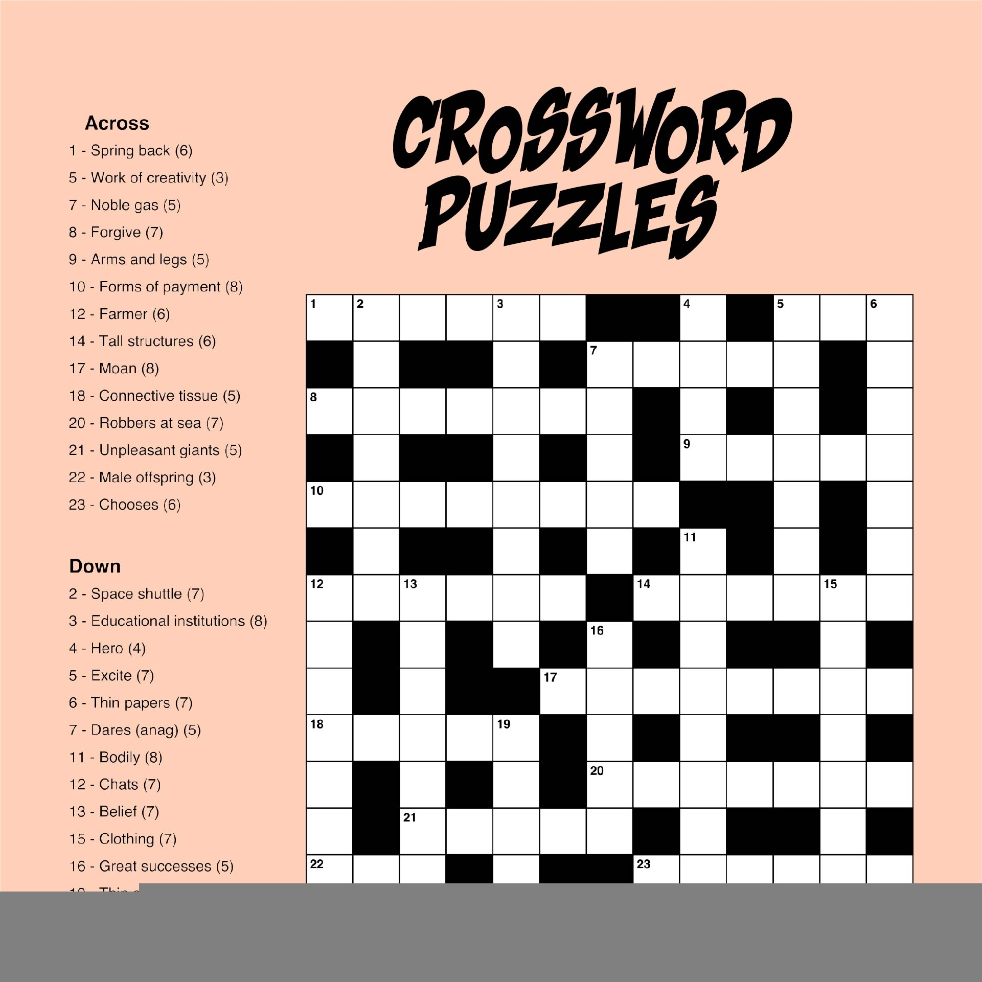 Printable Large Print Easy Crossword Puzzles Printable JD