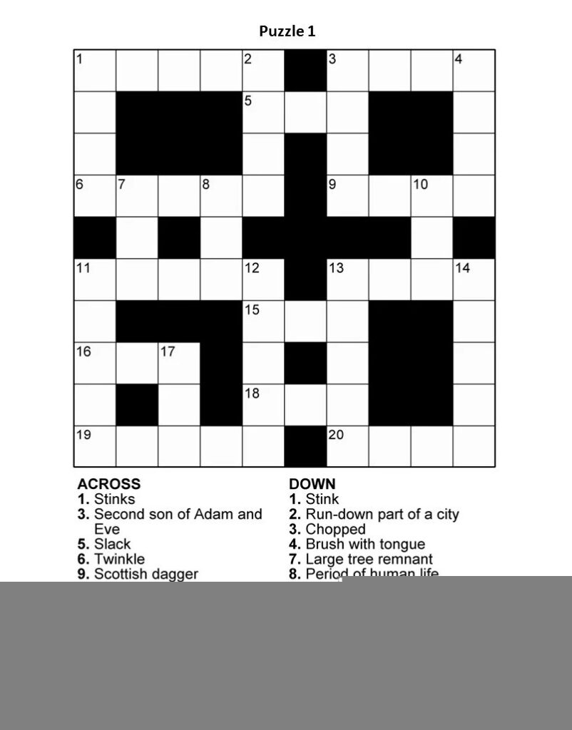 Printable Large Print Easy Crosswords Seniors Printable JD