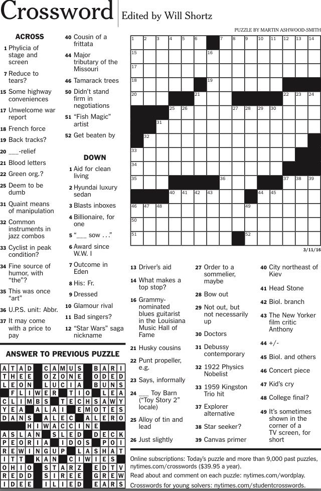 Printable Nyt Crossword Puzzles Free Printable Templates