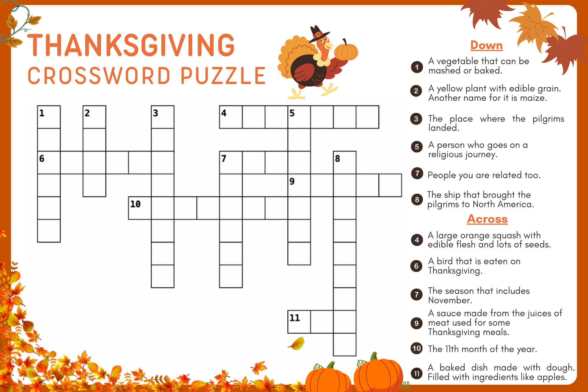 Thanksgiving 2025 Observed Crossword Dita Sharline