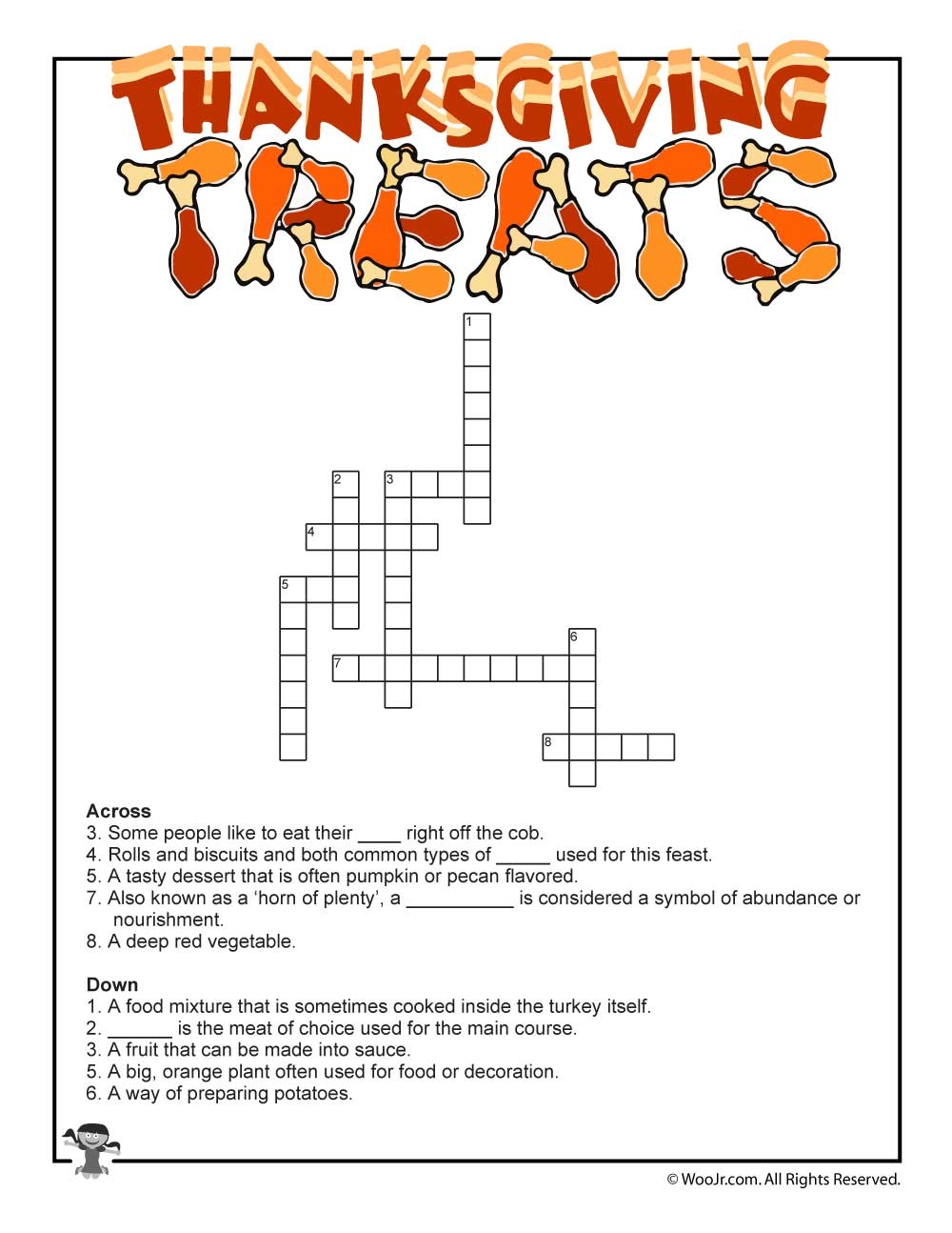 Thanksgiving Crossword Puzzle Free Printable