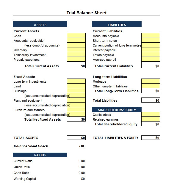 10 Trial Balance Worksheet Templates PDF DOC