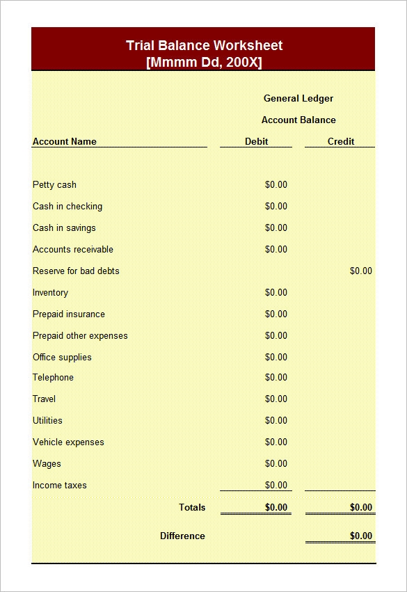 12 Trial Balance Worksheet Templates Free Excel PDF Documents 