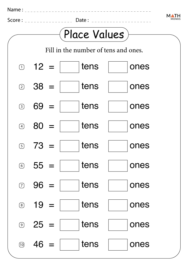 1st Grade Place Value Worksheets Worksheets For Kindergarten