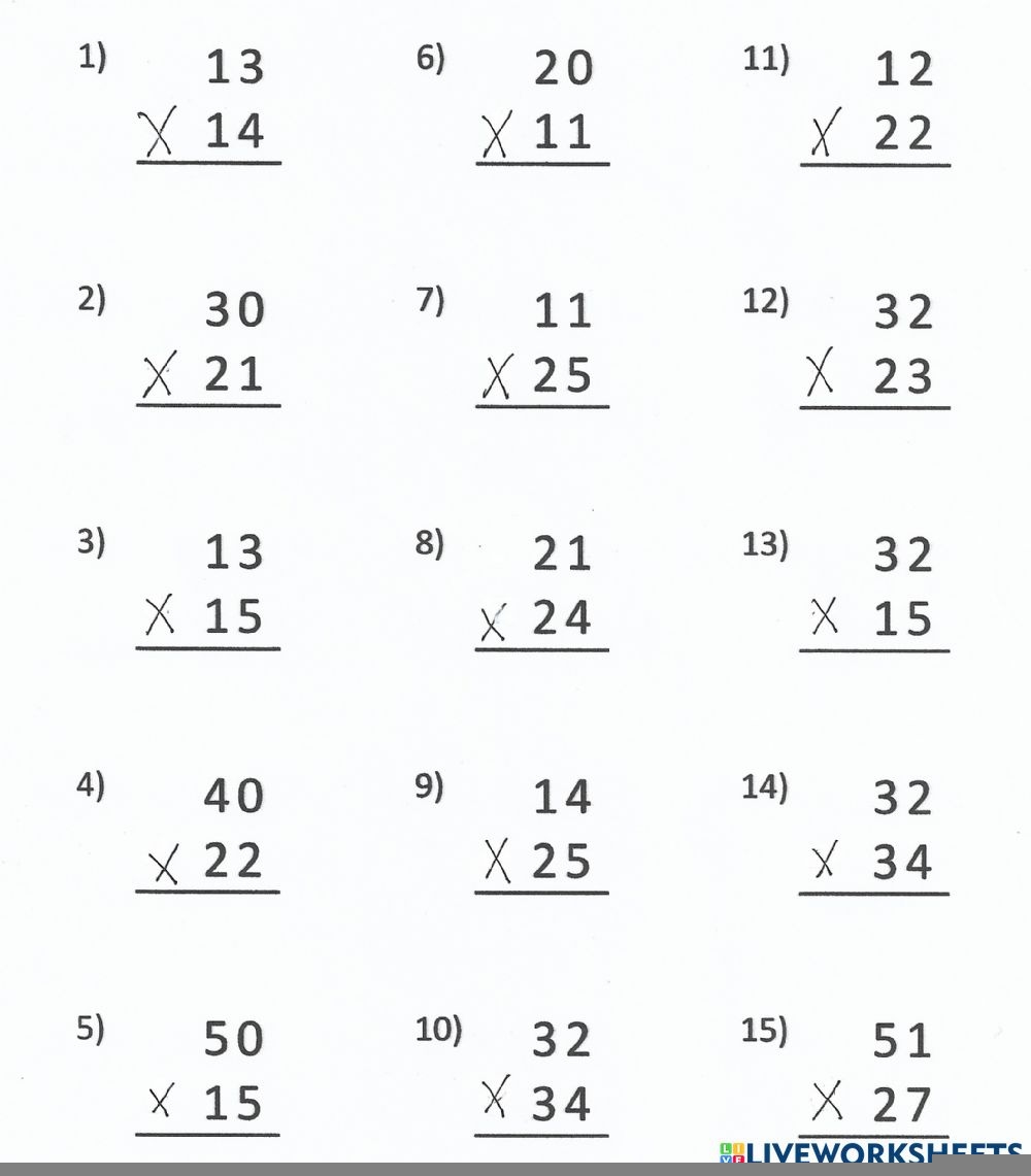 2 Digit By 2 Digit Multiplication Worksheets Multiplication Worksheets