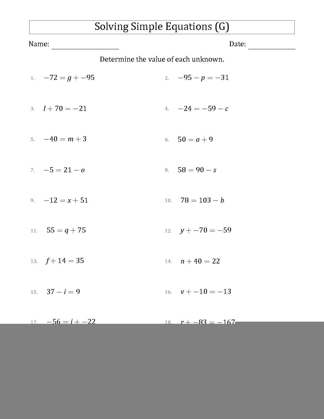 2 Step Equations Worksheet With Answers Equations Worksheets