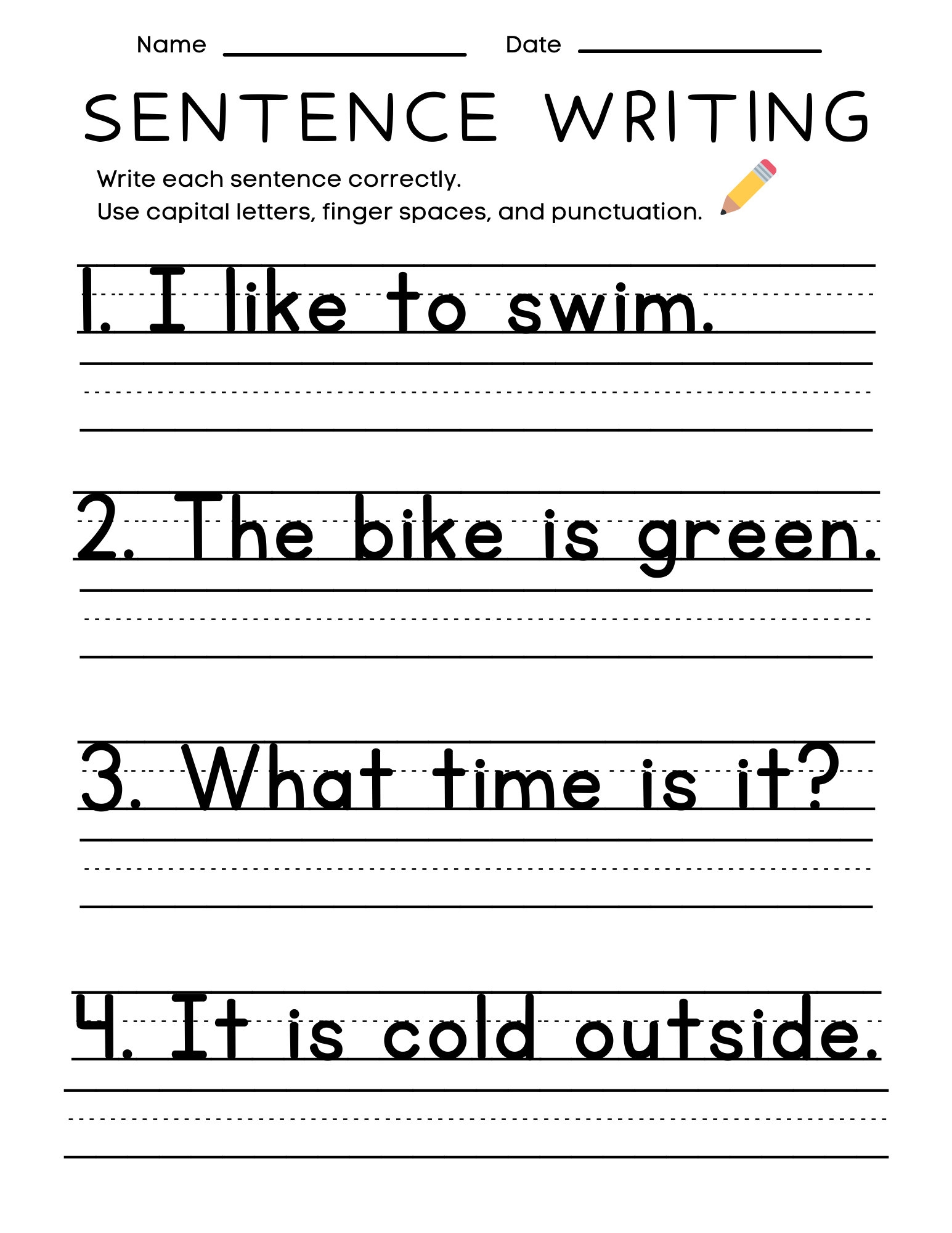 25 Printable Sentence Writing Worksheets Write The Sentence 