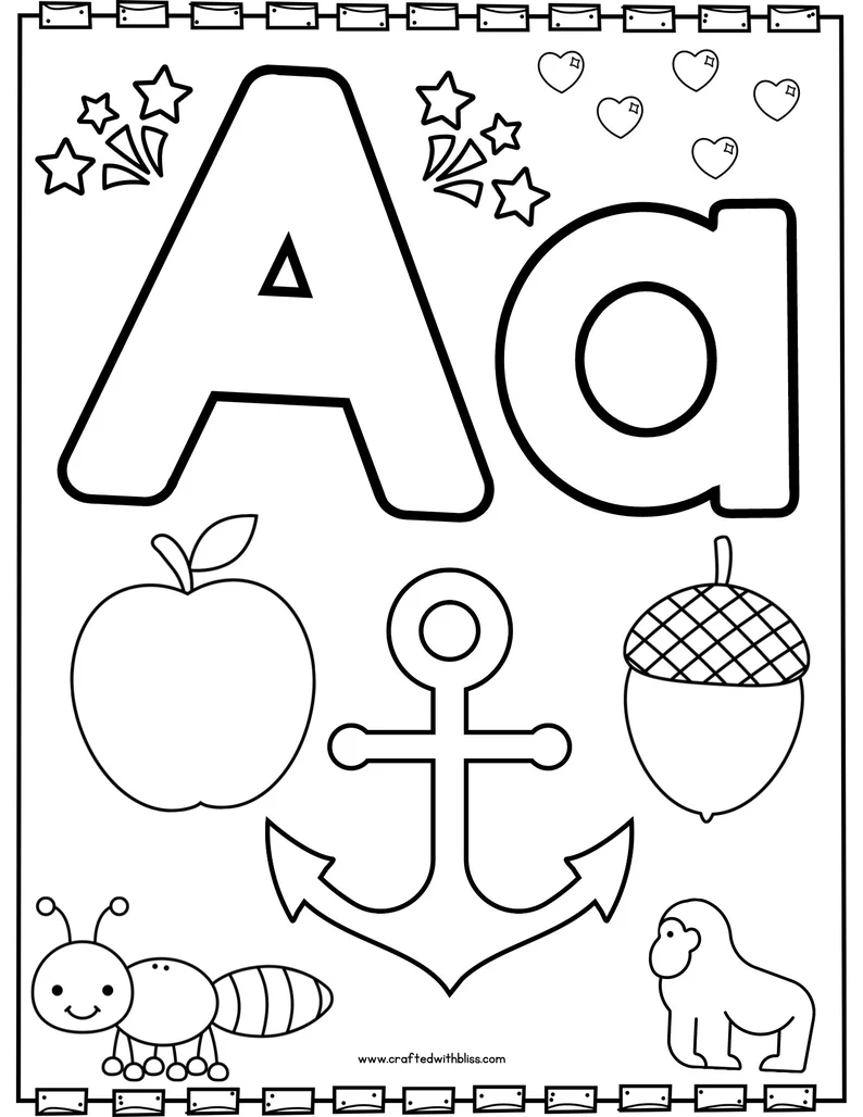 26 Pages Alphabet Coloring Book Printable For Kids Alphabet Etsy Zoo 