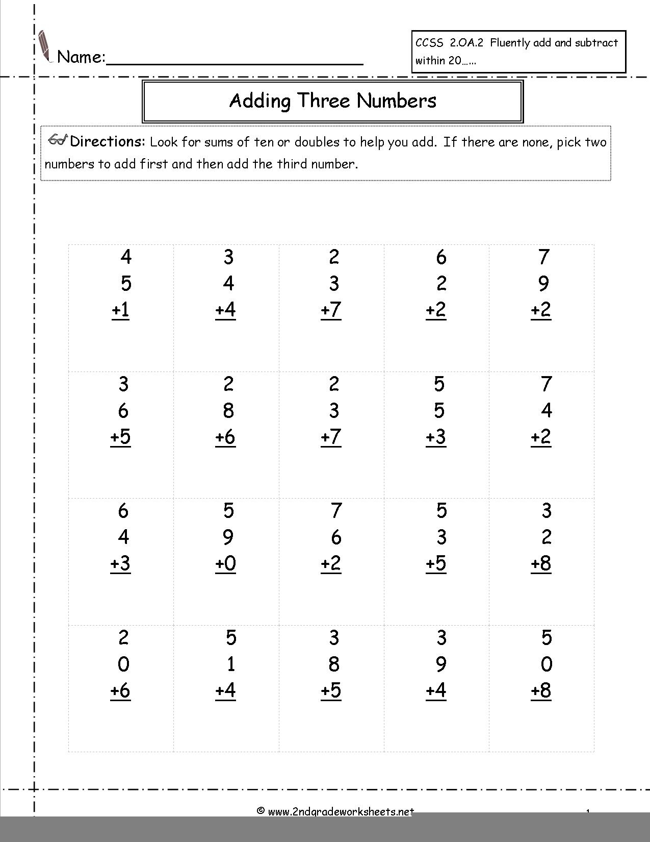 2Nd Grade Stuff To Print Addition Worksheets Printable Math